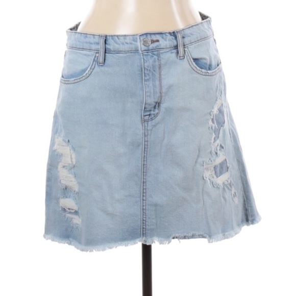 William Rast light denim a line distressed jean a line mini skirt 30 medium - Picture 1 of 6